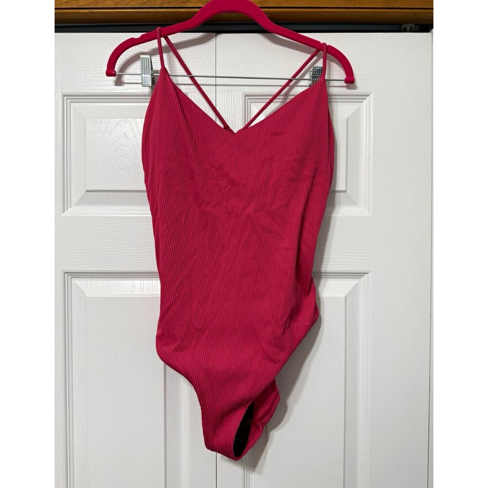 HUGO BOSS Hami Ribbed One-Piece Swimsuit – Pink – Size L – NWT
